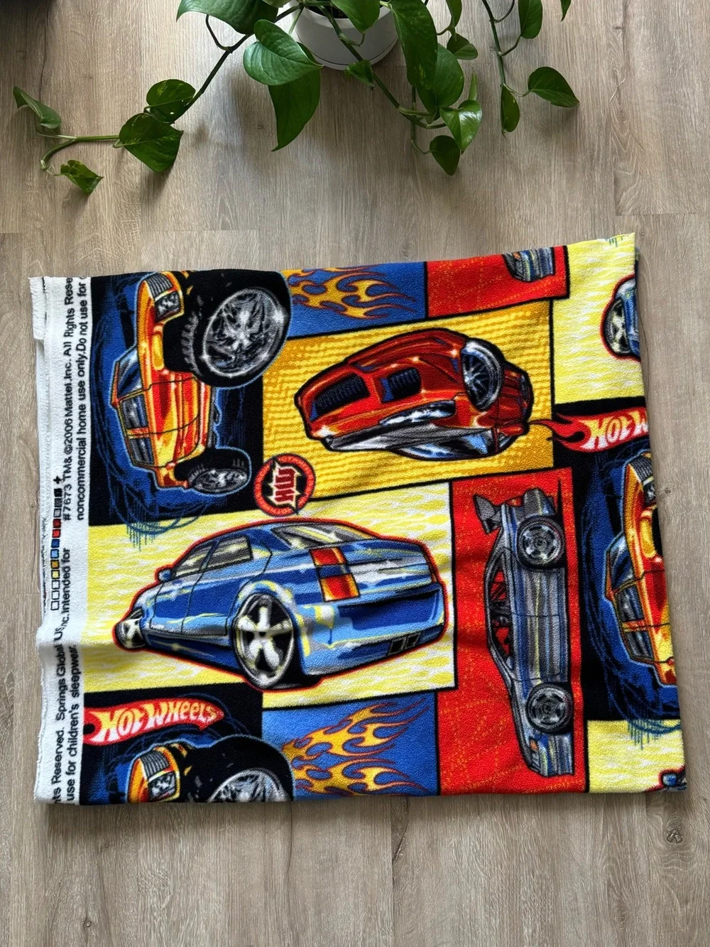 Vintage 2006 Hot wheel blanket Die Cast Color Block Flame designs